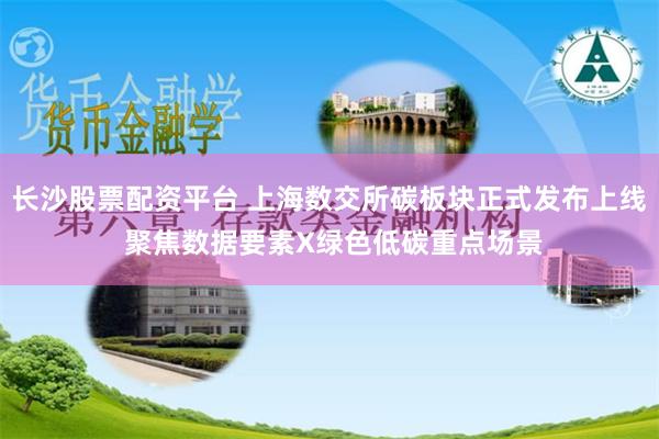 长沙股票配资平台 上海数交所碳板块正式发布上线 聚焦数据要素X绿色低碳重点场景